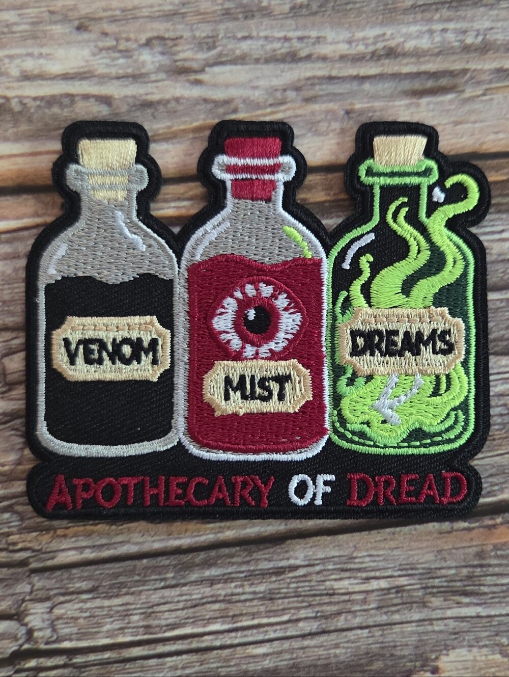 Apothecary of Dread Halloween Gothic Witchy Iron on Patch - Venom, Mist, Dreams